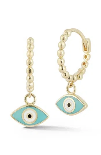 Ember Fine Jewelry 14k Gold Eye Huggie Hoop Earrings In Multi