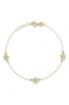 Ember Fine Jewelry 14k Gold Flower Station Bracelet In Brown