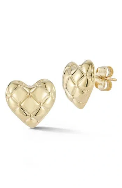 Ember Fine Jewelry 14k Quilted Heart Stud Earrings In Gold
