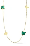 Ember Fine Jewelry 14k Gold Malachite Butterfly Station Necklace In Gold