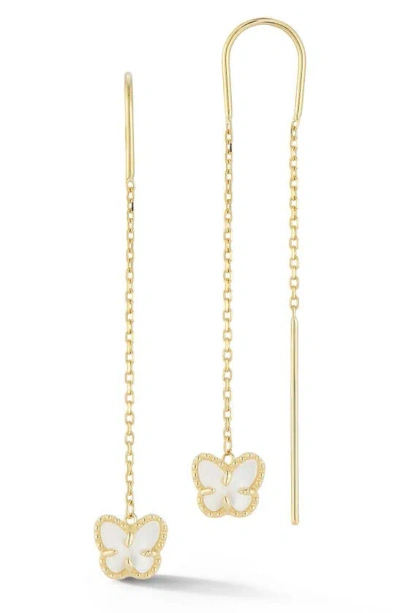 Ember Fine Jewelry 14k Gold Mother Of Pearl Butterfly Drop Earrings