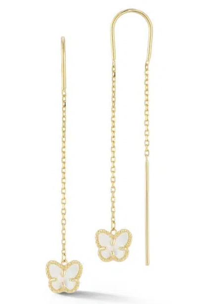 Ember Fine Jewelry 14k Gold Mother Of Pearl Butterfly Threader Drop Earrings