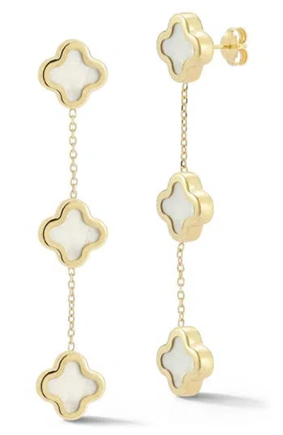 Ember Fine Jewelry 14k Gold Mother Of Pearl Clover Link Drop Earrings