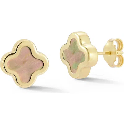 Ember Fine Jewelry 14k Gold Mother Of Pearl Clover Stud Earrings