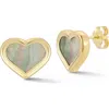 Ember Fine Jewelry 14k Gold Mother Of Pearl Heart Stud Earrings In Gold