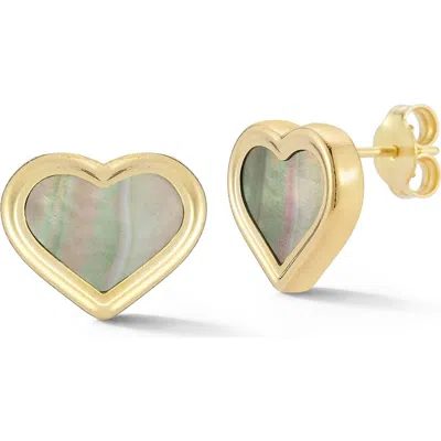 Ember Fine Jewelry 14k Gold Mother Of Pearl Heart Stud Earrings
