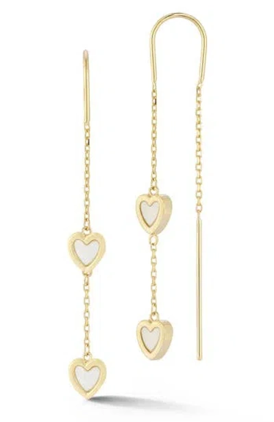 Ember Fine Jewelry 14k Gold Mother-of-pearl Heart Threader Earrings
