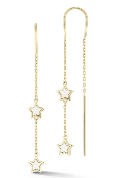 Ember Fine Jewelry 14k Gold Mother Of Pearl Star Threader Drop Earrings