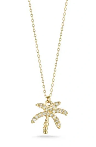 Ember Fine Jewelry 14k Gold Pavé Diamond Palm Tree Pendant Necklace
