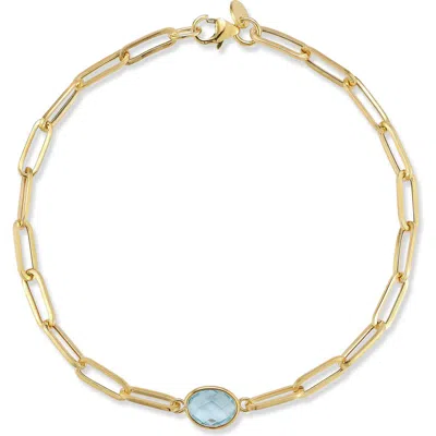 Ember Fine Jewelry 14k Gold Stone Bracelet In Gold/blue Topaz
