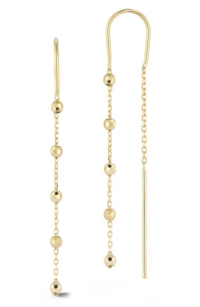 Ember Fine Jewelry 14k Gold Threader Bead Chain Drop Earrings