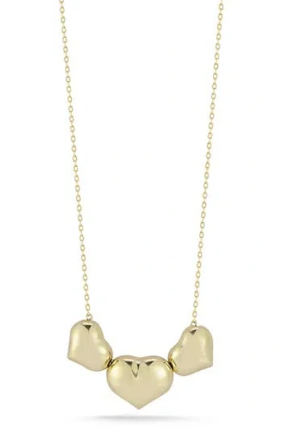 Ember Fine Jewelry 14k Gold Triple Heart Pendant Necklace In Brown