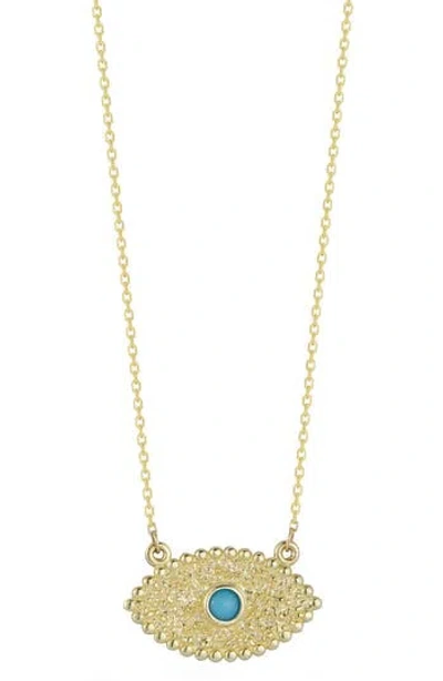 Ember Fine Jewelry 14k Gold Turquoise Evil Eye Pendant Necklace
