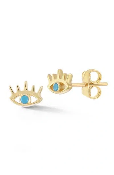 Ember Fine Jewelry 14k Gold Turquoise Evil Eye Stud Earrings