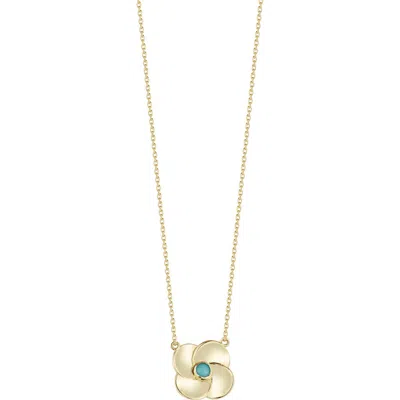 Ember Fine Jewelry 14k Gold Turquoise Flower Pendant Necklace
