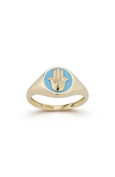 Ember Fine Jewelry 14k Gold Turquoise Hamsa Signet Ring