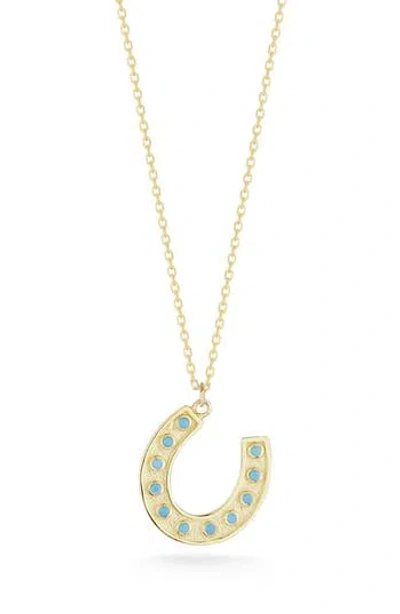 Ember Fine Jewelry 14k Gold Turquoise Horseshoe Pendant Necklace