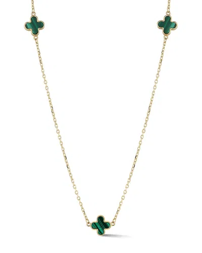 Ember Fine Jewelry 14k Green Malachite Clover Station Necklace In Gold
