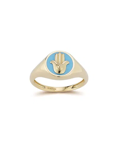 Ember Fine Jewelry 14k Gold Enamel Hamsa Signet Ring