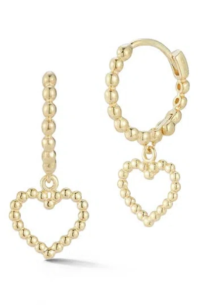 Ember Fine Jewelry 14k Heart Drop Huggie Hoop Earrings In Gold