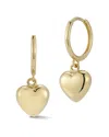 Ember Fine Jewelry 14k Yellow Gold Heart Drop Huggie Hoop Earrings