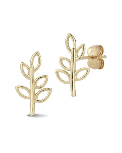 Ember Fine Jewelry 14k Leaf Studs In Gold