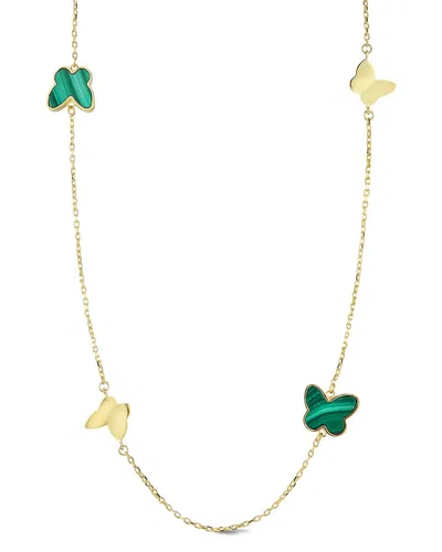 Ember Fine Jewelry 14k Malachite Butterfly Station Necklace In Gold