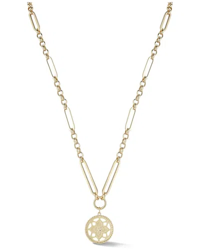 Ember Fine Jewelry 14k Open Clover Medallion Link Chain Necklace In Gold