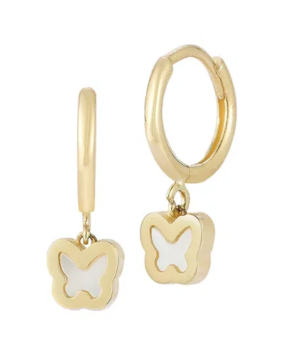 Ember Fine Jewelry 14k Pearl Butterfly Huggie Earrings In Gold