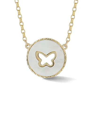 Ember Fine Jewelry 14k Pearl Butterfly Necklace In Gold