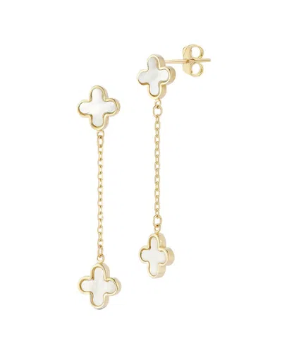 Ember Fine Jewelry 14k Pearl Clover Drop Earrings In Gold