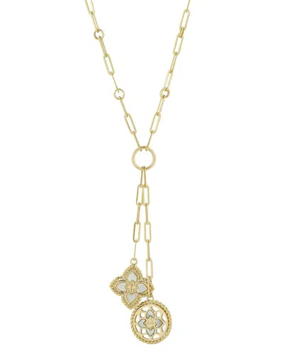 Ember Fine Jewelry 14k Pearl Clover Lariat Necklace In Gold