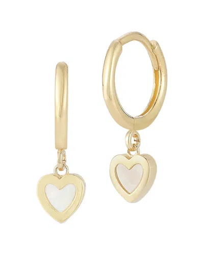 Ember Fine Jewelry 14k Pearl Heart Huggie Earrings In Gold