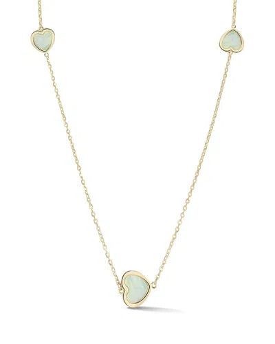 Ember Fine Jewelry 14k Pearl Heart Station Necklace In Gold