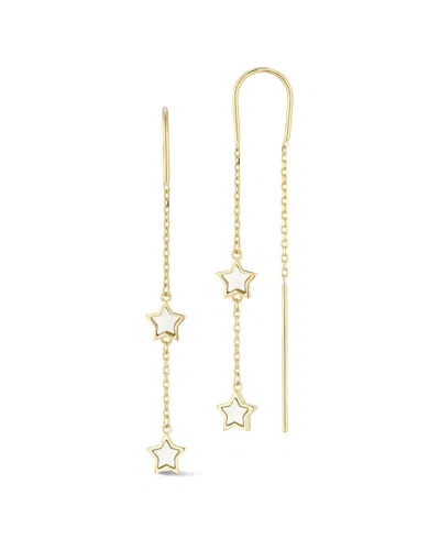 Ember Fine Jewelry 14k Pearl Star Threader Earrings In Gold