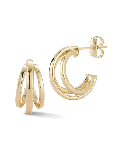 Ember Fine Jewelry 14k Gold Triple Ring Hoop Earrings In Brown