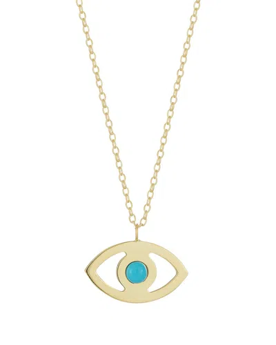 Ember Fine Jewelry Italian 14k Yellow Gold Turquoise Evil Eye Pendant Necklace