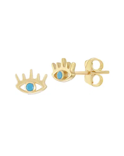 Ember Fine Jewelry 14k Turquoise Evil Eye Studs In Metallic