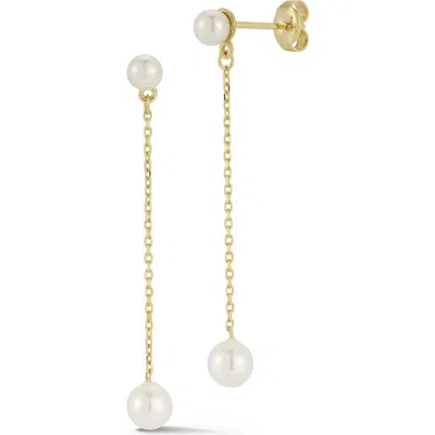 Ember Fine Jewelry 14k Yellow Gold Cultured Pearl Linear Drop Earrings