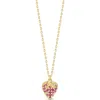 Ember Fine Jewelry 14k Yellow Gold Diamond & Ruby Strawberry Pendant Necklace In Gold