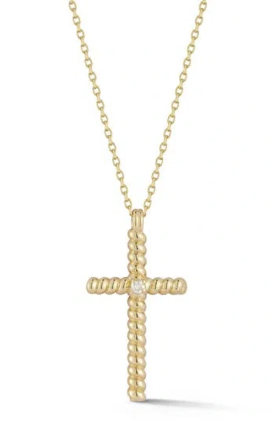 Ember Fine Jewelry 14k Yellow Gold Diamond Cross Pendant Necklace