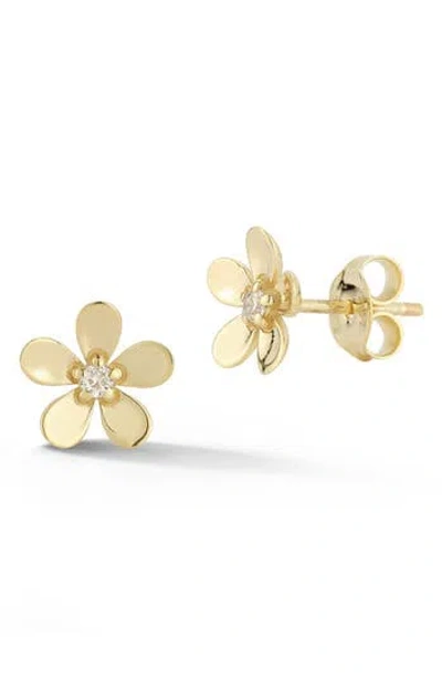 Ember Fine Jewelry 14k Yellow Gold Diamond Flower Stud Earrings