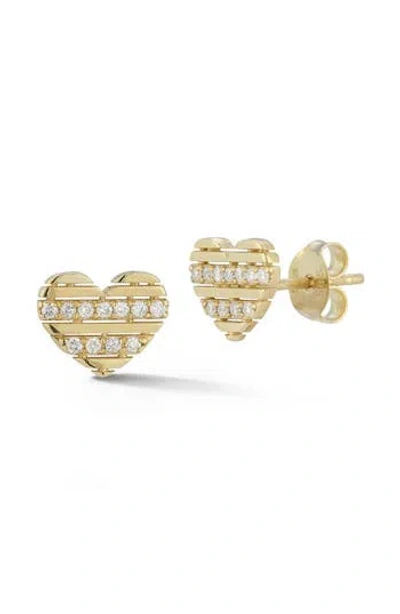 Ember Fine Jewelry 14k Yellow Gold Diamond Heart Stud Earrings