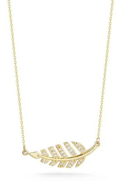 Ember Fine Jewelry 14k 0.13 Ct. Tw. Diamond Leaf Necklace In Gold