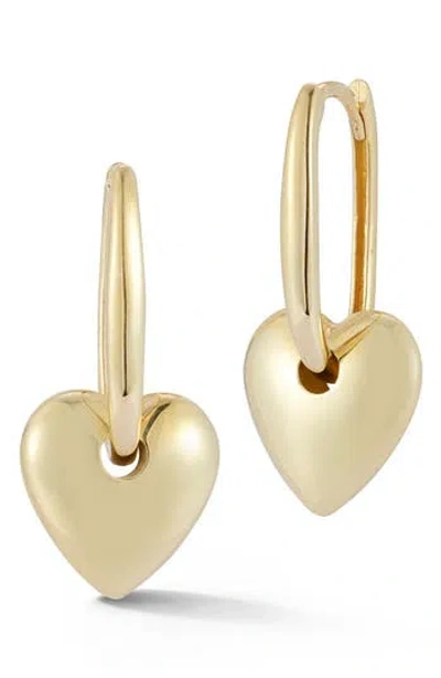 Ember Fine Jewelry 14k Yellow Gold Heart Drop Huggie Hoop Earrings