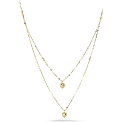 Ember Fine Jewelry 14k Yellow Gold Heart Pendant Double Layer Necklace