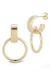 Ember Fine Jewelry 14k Yellow Gold Link Drop Huggie Hoop Earrings In Brown