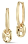 Ember Fine Jewelry 14k Yellow Gold Mariner Link Drop Huggie Hoop Earrings In Gold