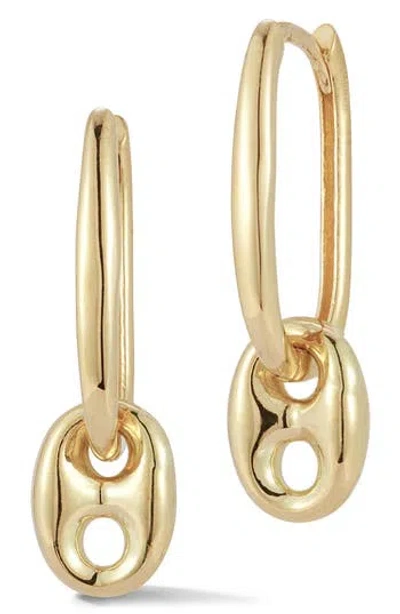 Ember Fine Jewelry 14k Yellow Gold Mariner Link Drop Huggie Hoop Earrings