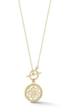 Ember Fine Jewelry 14k Yellow Gold Mother-of-pearl Floral Medallion Pendant Necklace In Blue